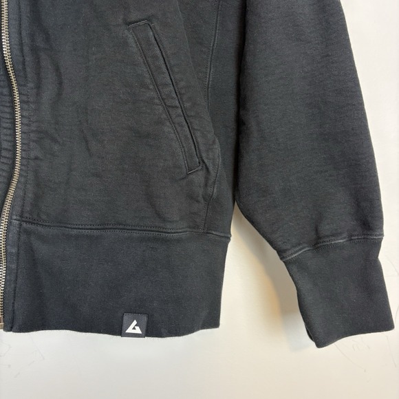 American Giant Moto Full Zip Jacket Mens L Black Pockets Heavyweight Mock Neck - Picture 7 of 12